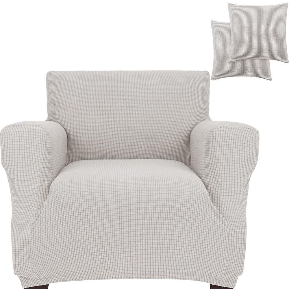 Jinamart White Stretch Chair Slipcover Pillow Covers